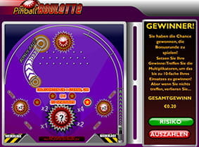 A bonus round of Pinball Roulette from Microgaming. The player can either start the round or have his winnings paid out in the amount of CA$ 0.20.