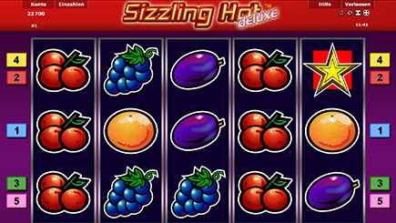 The slot Sizzling Hot from Novoline has mainly fruits as symbols